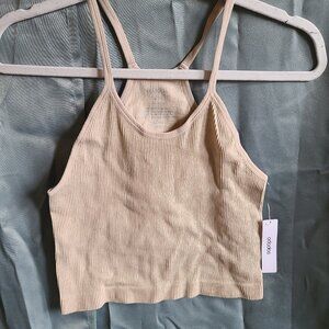 Tan Ribbed Crop Top